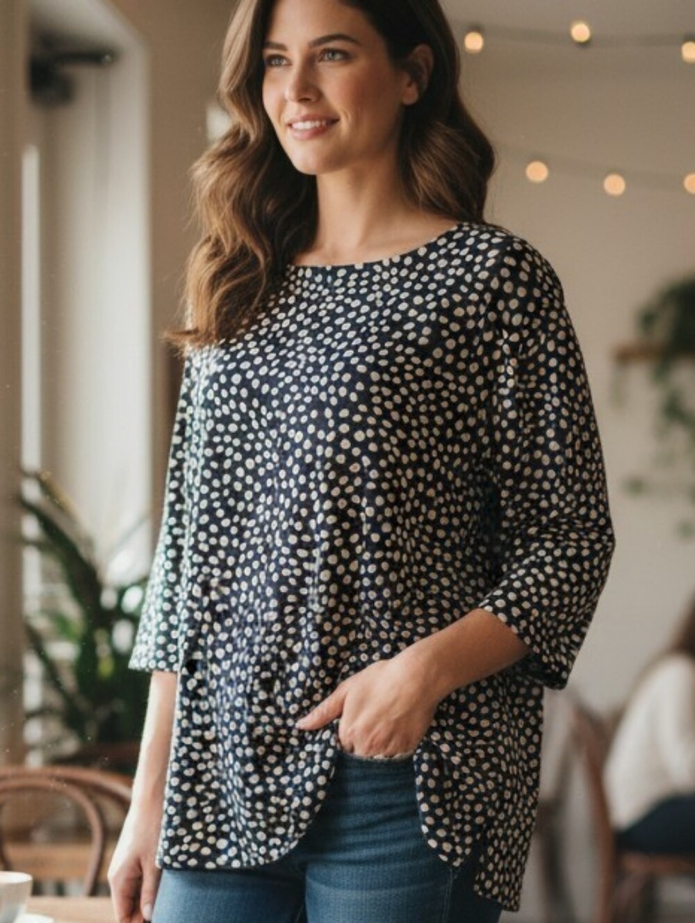 Alfani Contour Navy Blue Sequence Blouse Top Large